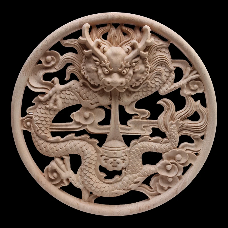 European Decals Carved Dragon Disc Door Flowers and Trees Carved Furniture Bed Flowers Carved Wood Carving Ornamental Wood Decal