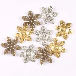 24mm 20Pcs Metal Crafts Flowers Connectors Wraps Filigree For Jewelry Making Pendants DIY Scrapbooking Decoration yk0762-7