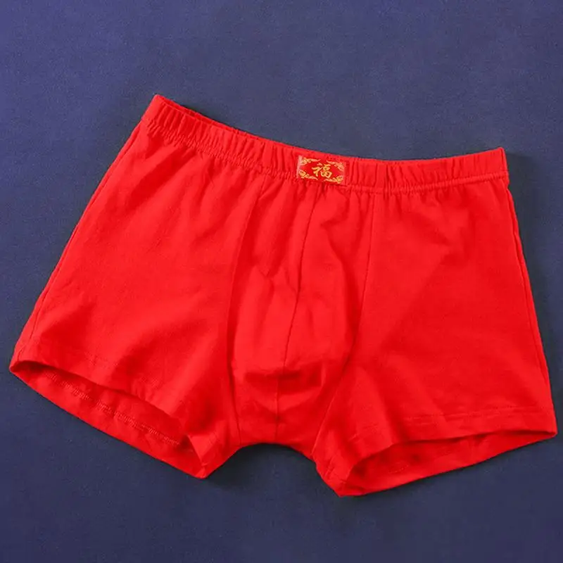 Mannen Ondergoed Puur Katoen Heldere Rode Boxer Shorts