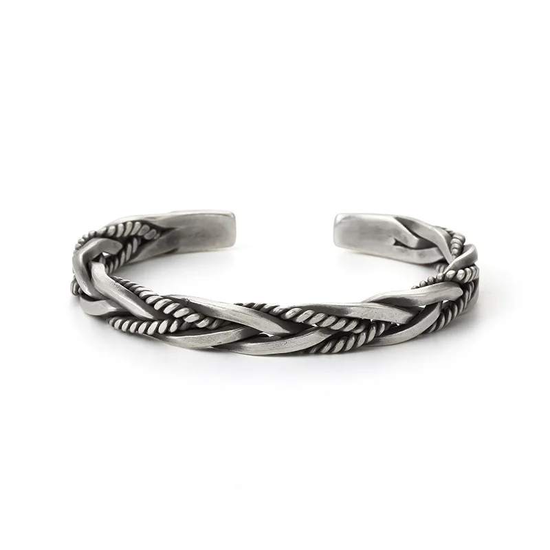 QMCOCO Vintage Punk Silver Color Bracelet For Women And Man New Fashion Creative Twist Weaving Thai Silver Party Jewelry Gifts