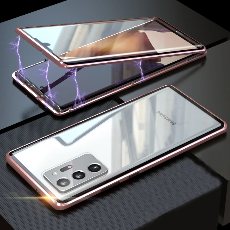 Magnetic Clear Glass Cover For Samsung Galaxy S22 Ultra S21 Plus A54 A52 A53 S10 S8 S9 Note 20 A72 S20 S23 Fe Phone Case Funda