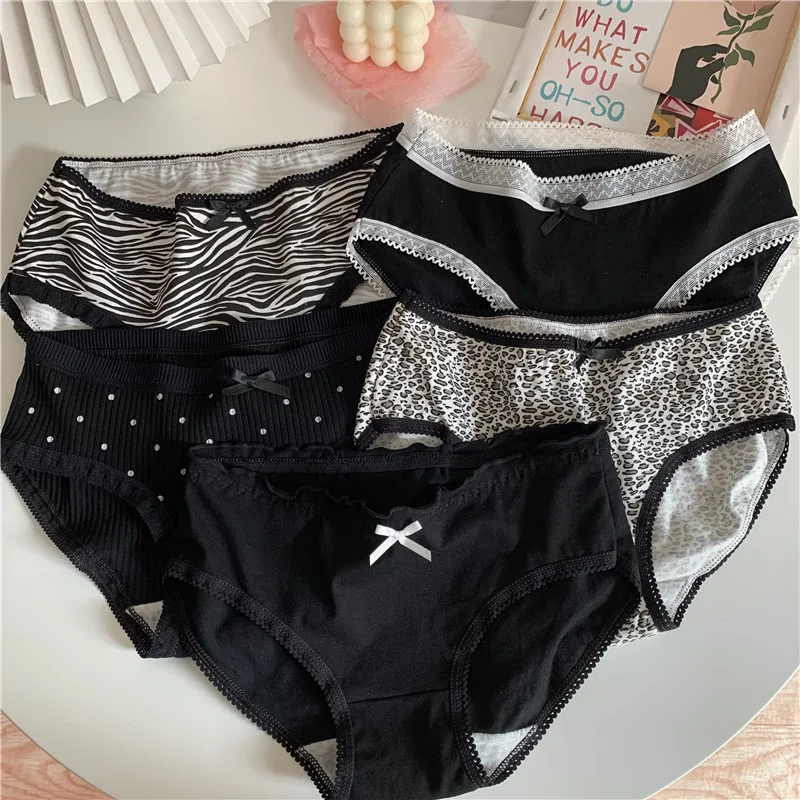 5Pcs/set New Women\'s Cotton Panties Sexy Zebra Leopard Print Underwear For Girls Female Briefs Soft Shorts Underpants Lingerie