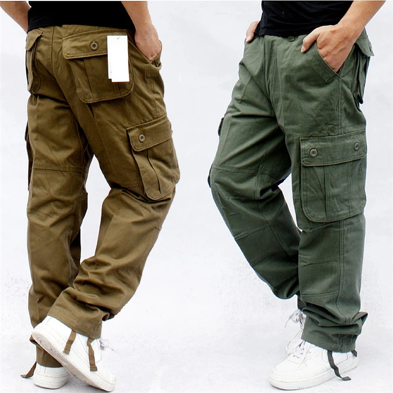 

Men's Overalls Zipper Pocket Cargo Pants Outwear Multi Pocket Tactical Military Army Straight Slacks Cotton Loose Long Trousers