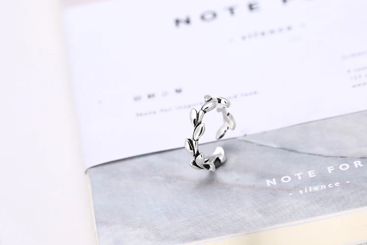 Retro Style 925 Sterling Silver Leaves Open Rings For Women Vintage Jewelry Accessories