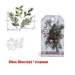 New Metal Christmas Plants Cutting Dies For 2021 Scrapbooking Branch Pine Tree Leaf Stems Stencils Card Making Embossed