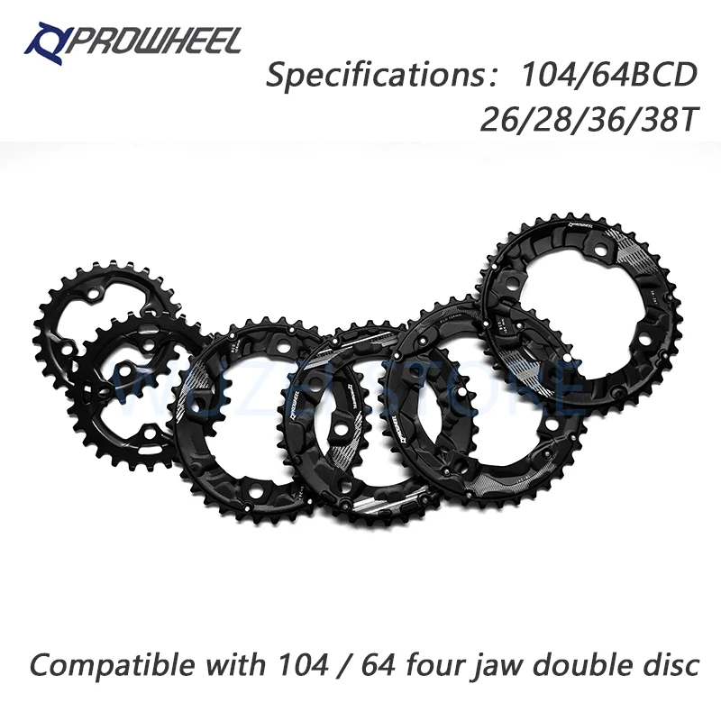 

PROWHEEL 104/64BCD Mountain Bicycle Double Sprockets 26T 28T 36T 38T 10/11 speed Chainring cying MTB Bicycle crankset Accessorie