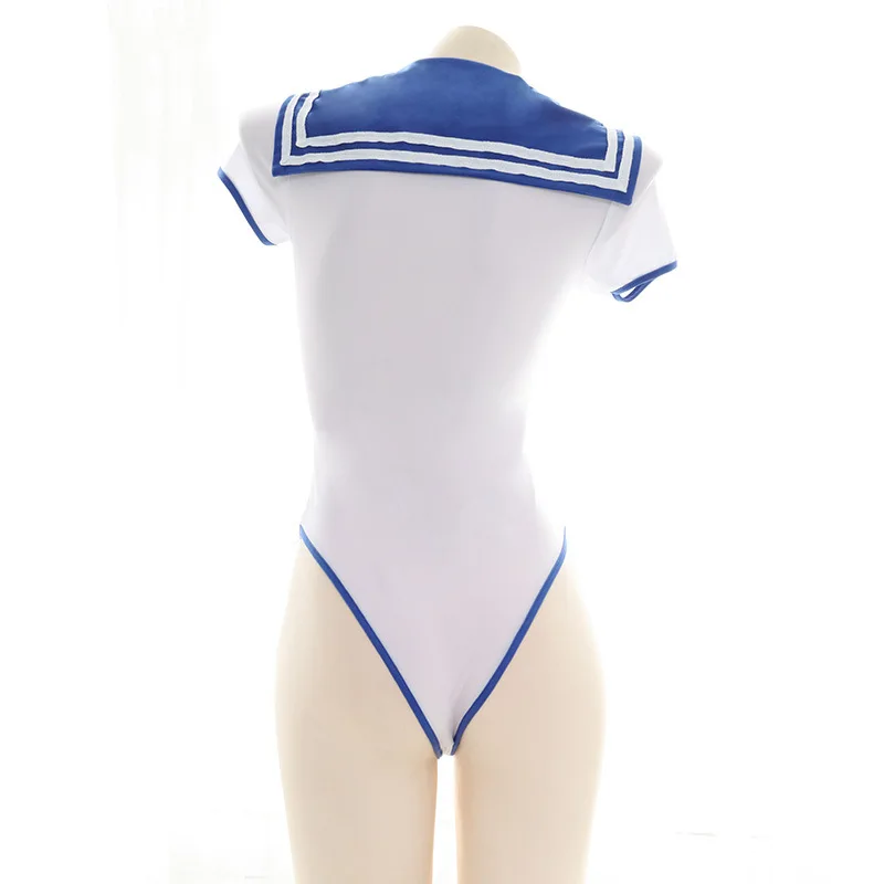 Cute Sailor Moon Cosplay Bodysuit Bow-knot Sailor Suit Women Sexy Bodycon Romper Bodysuits Anime School Girls Swimwear Sukumizu