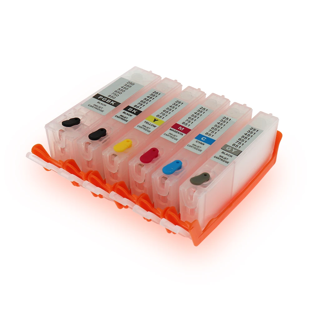 550 551 Cartridge 6pcs PGI-550 CLI-551XL refillable Ink cartridge with ARC chips For CANON PIXMA MG6350 MG7150 iP8750 MG7550