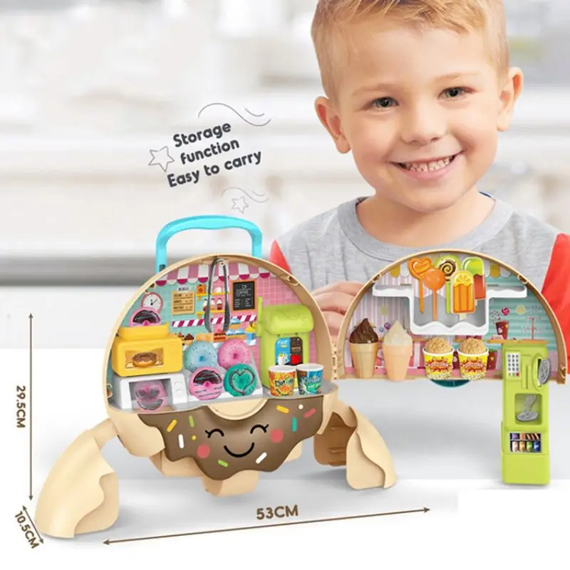 Mini Simulational Keuken Speelgoed Kinderen Speelhuis Draagbare Donut Rugzak Speelgoed Set Accessoires Interactieve Game Gift