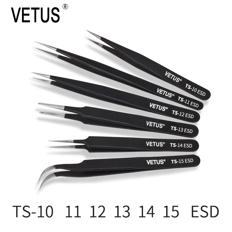 VETUS-الدقة مكافحة ساكنة الملقط مجموعة ، الفولاذ المقاوم للصدأ ، بغا أداة إصلاح ، 6 قطعة لكل مجموعة