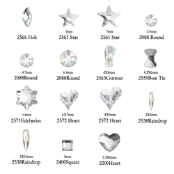 20pcs Clear Nail Charms Crystal Diamond Pixie Strass Glass Rhinestones for 3D Nails Art Decorations Jewelry Supplies