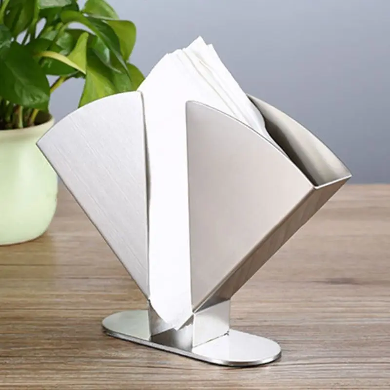 Stainless Steel Napkin Holder Paper Serviette Dispenser Vertical Decorative Tissue Rack Box for Dining Table Kitchen Countertop