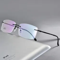 Glasses For Man Rimless Metal Frame Eyewears Super Light Business Style Frame Without Screws Myopia Spectacles