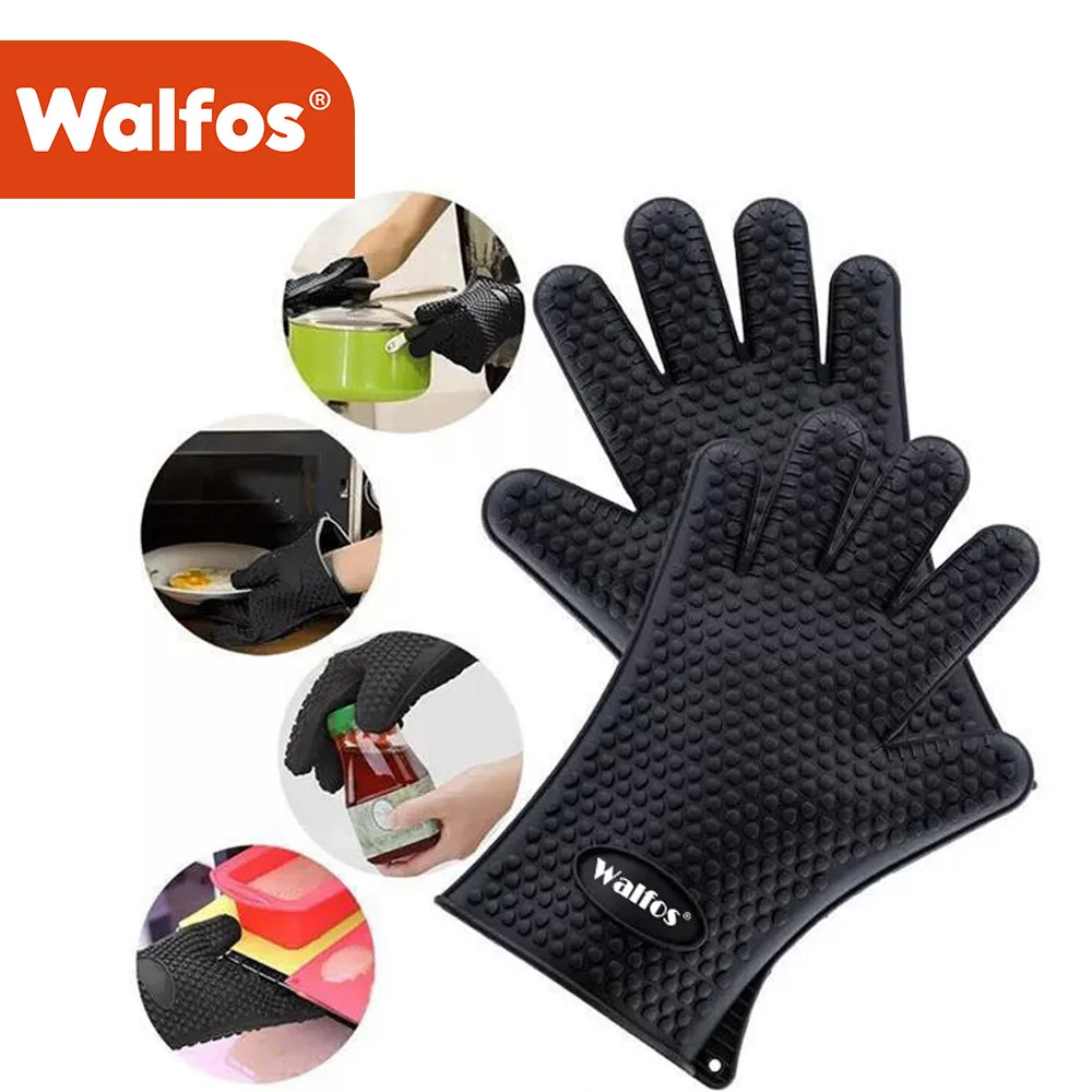 WALFOS1 Piece Of Multifunctional Kitchen Silicone Oven Heat-resistant Gloves Barbecue Gloves Non-slip Gloves Kitchen Gadgets