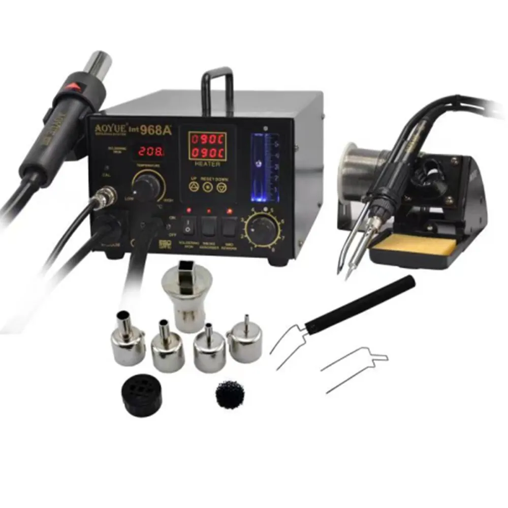 AOYUE Hot Air Gun Soldering Iron Welding Table Repairing Dual-number Display System  Smoke Absorber Table 3 In 1 Repair Tools