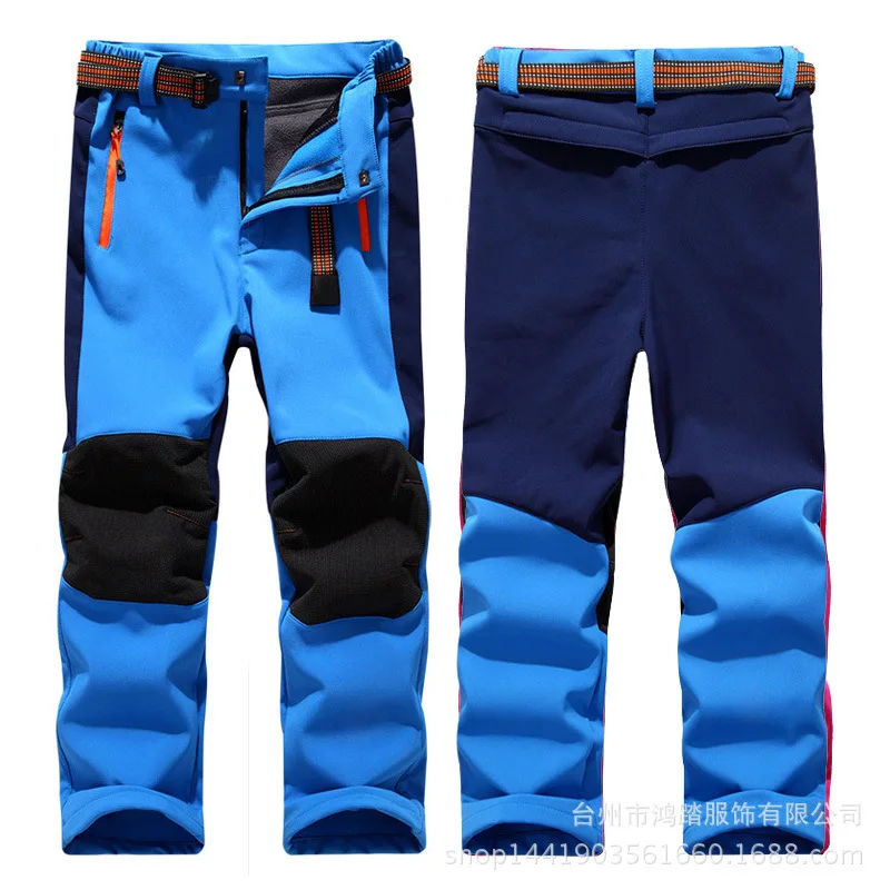 2023 New Windproof Waterproof Children Outdoor Kids Pants Boys Girls Soft Shell Pants Warm Teensclimbing Pants Sweatpants Enfant