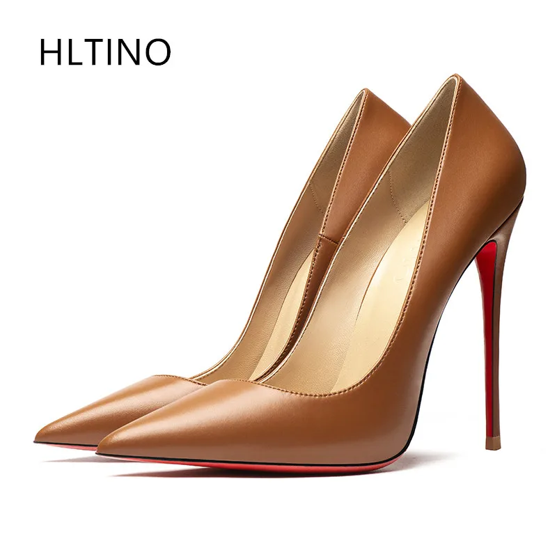 

HLTINO Red Bottom Shoes Brown Women High Heeled Pumps Evening Sexy Stilettos Fashion MatteWedding Dress Shoes Formal/Daily Heels