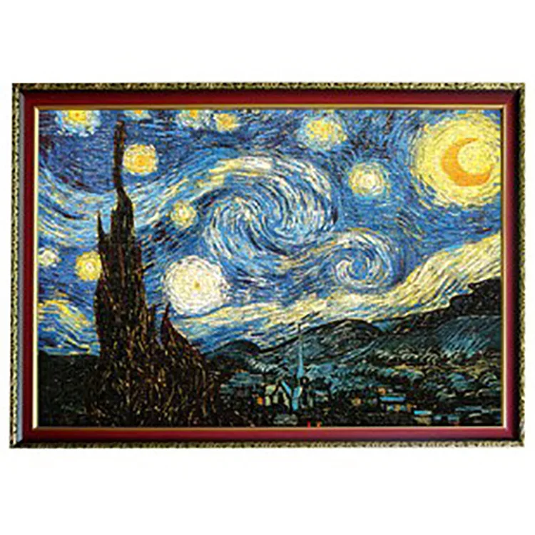 3d Puzzle for Adults 1000 Pieces World Famous Oil Painting Van Gogh Jigsaw Star Paper Puzzle Homeschool Educational Game Toys