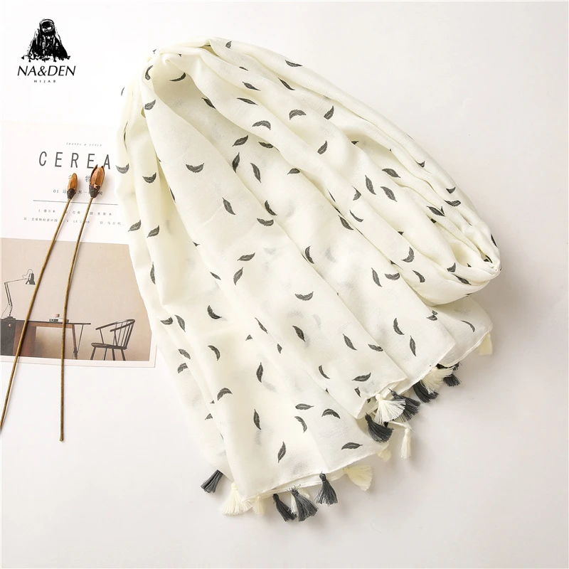 Feather Print Scarf Women Soft Chiffon Thin Style Long Scarves Shawls Femme Beach Wrap Hair Tie Band Neckerchief Multi-Purpose