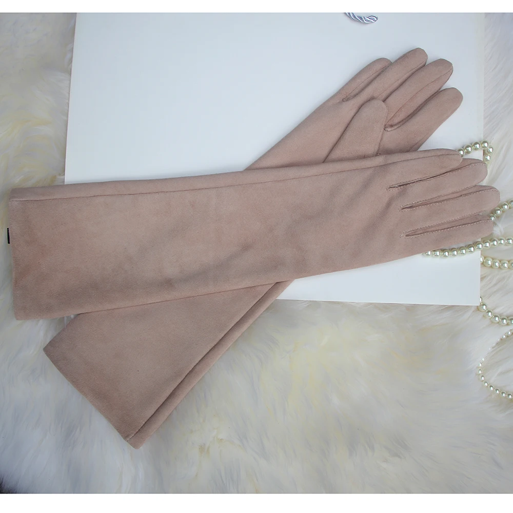 Long leather gloves for women Suede leather party evening Customized real genuine leather long gloves Catwalk shows Photography