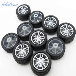 10 teile/los 2*16mm mini gummi rad diy auto modell teil simulation kunststoff reifen