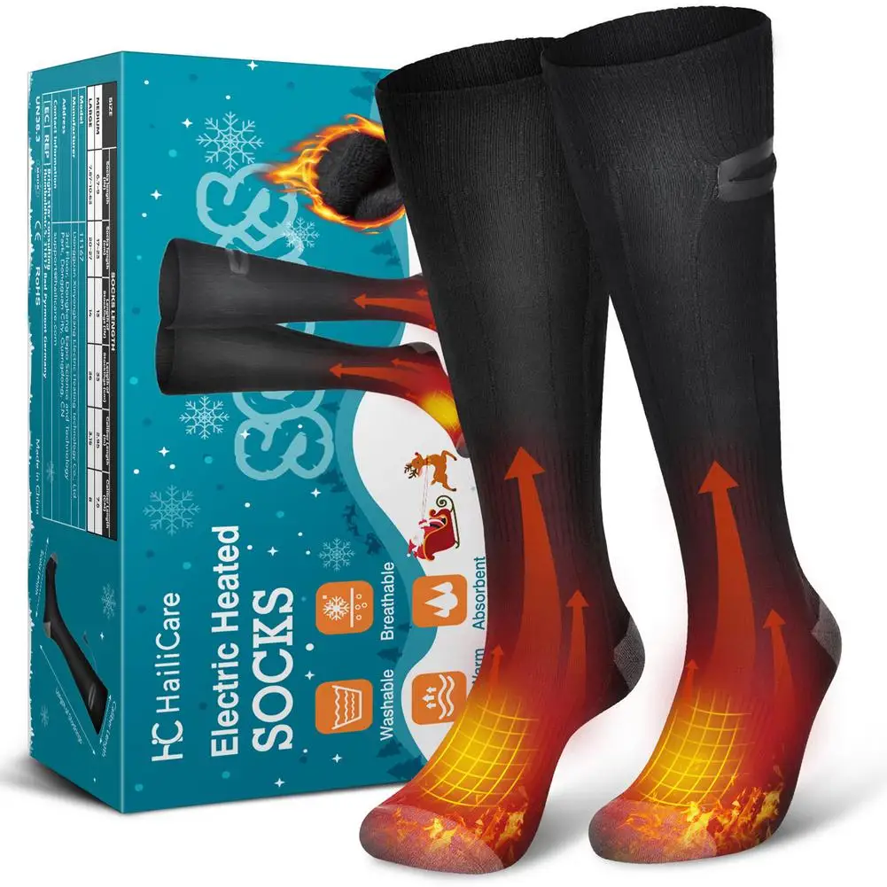 

Winter Electric Heating Socks Rechargeable Heated Socks 3 Speed Temperature Adjustment Warm Foot Warmer For Cycling Skiing Camp