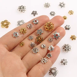 20-200pcs Tibetan Antique Silver Gold Leaf Flower Bead End Caps For Jewelry Making Needlework Spacer Bead Caps DIY Accessories