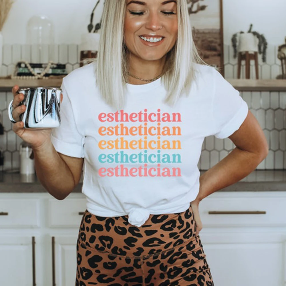 레트로 빈티지 미용사 티셔츠, 화장품 미용사 셔츠, 메이크업 아티스트, 뷰티 스킨케어, 미용실 티, 여성 티셔츠 상의