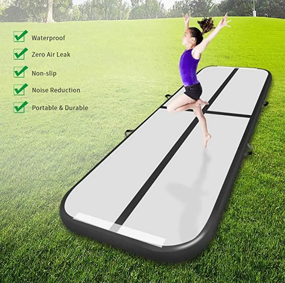 Inflatable Gymnastics Tumbling Mat Air Tumbling Track /Electric Pump Air Floor Mat for Home Use/Cheerleading/Beach/Park or Water