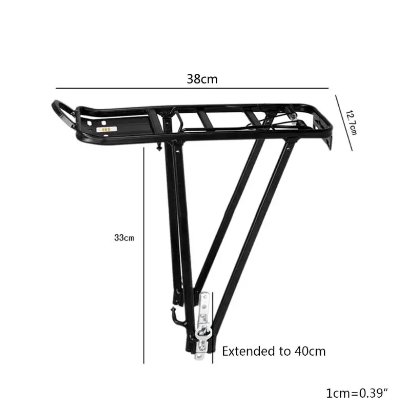 Heavy Bicycle Bike Rear Shelf Aluminum Alloy Frame Bracket Black Adjustable Luggage Rack Strong bearing capacity easy to install