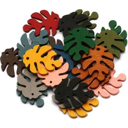 30Pcs 24x30mm Multicolor Leaves Shape Wood Pendants Charms For Jewelry Making Bracelet Necklace Earring Charm DIY Accessorie