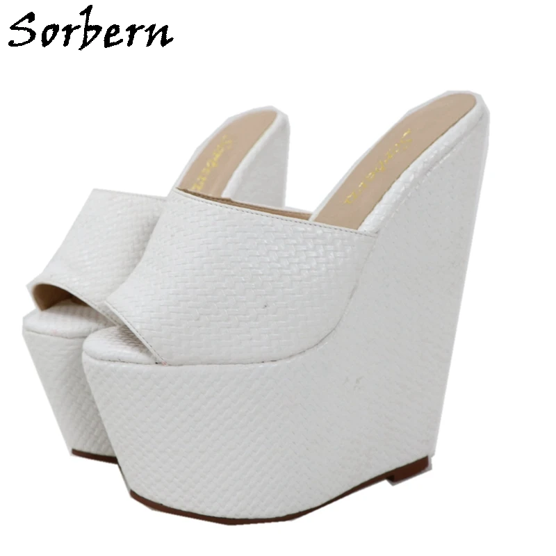 

Sorbern Yellow Waved Style Women Slippers Open Toe Slip On Sandal Summer Shoes Wedges Platform Unisex Slides Outdoor Custom