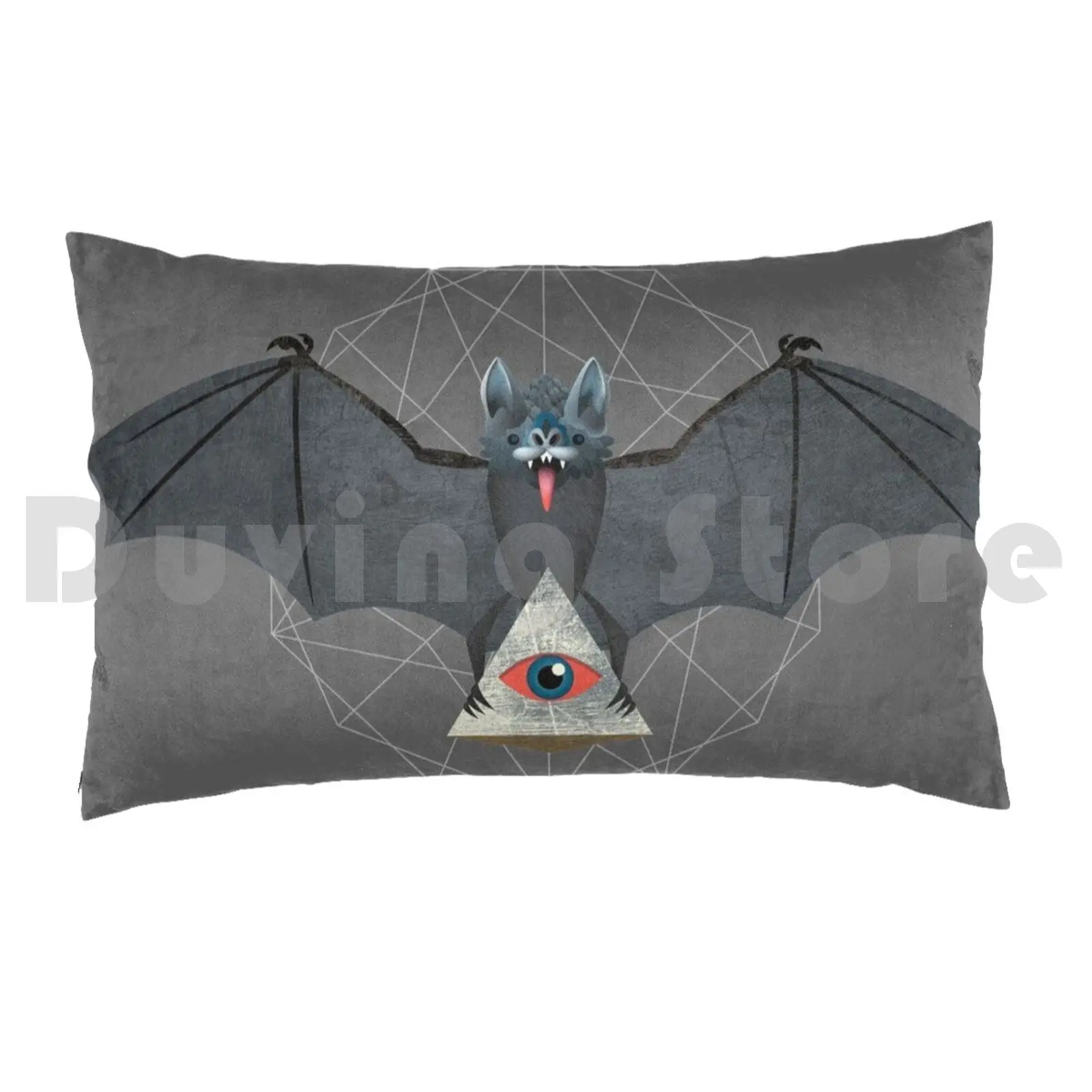 Vampire Bat With Pyarmid Pillow Case Printed 50x75 Bat Vampire Vampire Bat Cosmic Pyramid Eye Illuminati