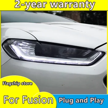 tuning cars Headlight For Ford Mondeo Fusion 2013-2016 Headlights LED DRL Running lights Bi-Xenon Beam Fog lights angel eyes