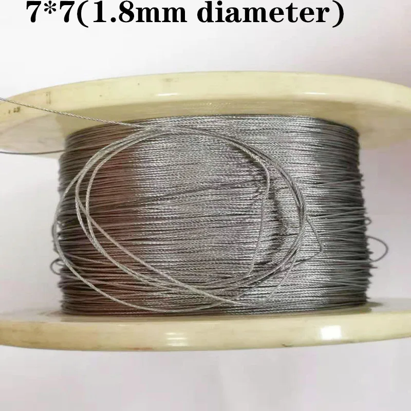 50M/100M 1.8mm Diameter 7X7 Construction 304 Stainless steel Wire rope Alambre Softer Fishing Lifting Cable