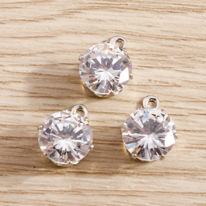 30pcs 8*11mm Small Crystal Charms Pendants Round Shape Charm For Jewelry Making Crafts DIY Handmade Necklace Earring Accessories