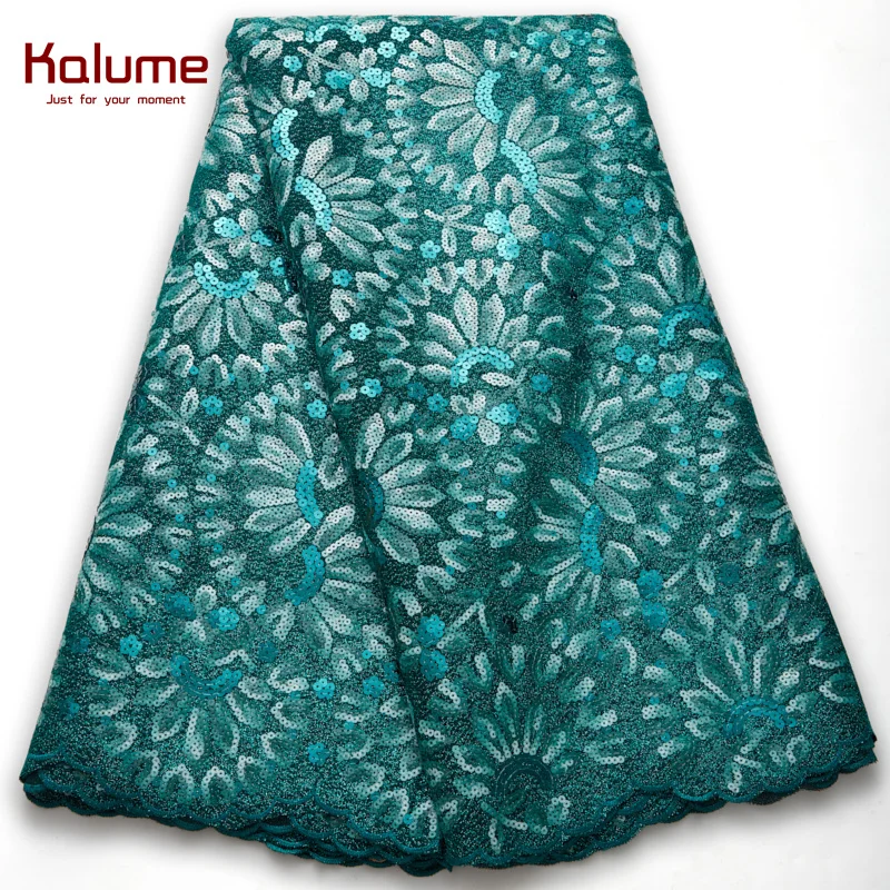 Kalume African Velvet Lace Fabric Sequins 2021 High Quality Nigerian Velvet Lace Fabric Sequins For Diy Party Dress Sew H2628