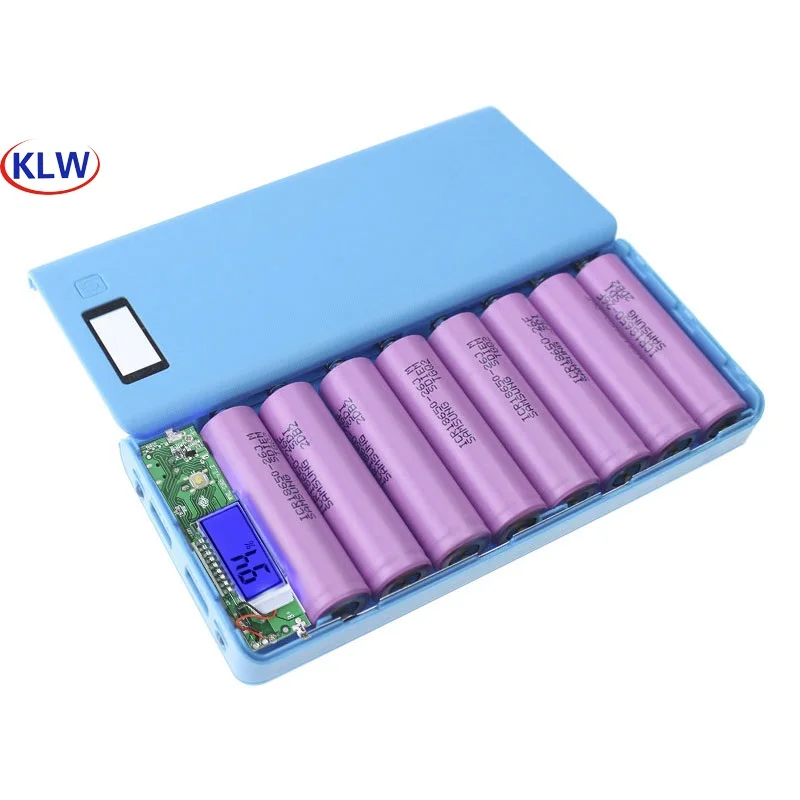 2020 New DIY 8pcs 18650 3.7V Li-ion Battery Powerbank  With Two USB Output  LCD Display for Phone Charger Without Battery