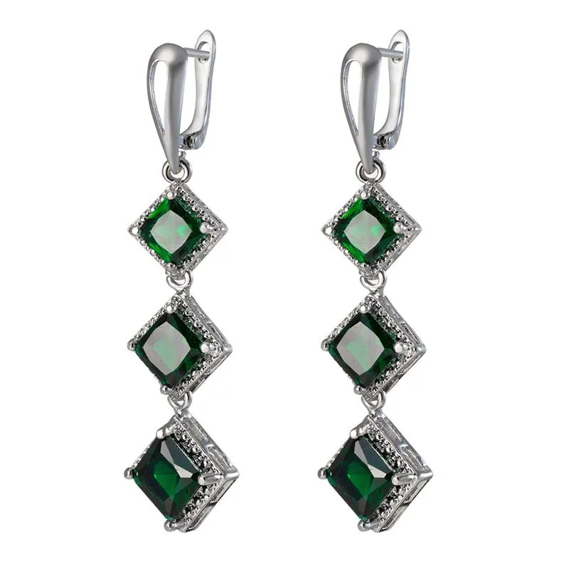 

Exaggerated long Earrings for Women fashion Green Zirconia Stone Drop Earrings Romantic girl gift Jewelry
