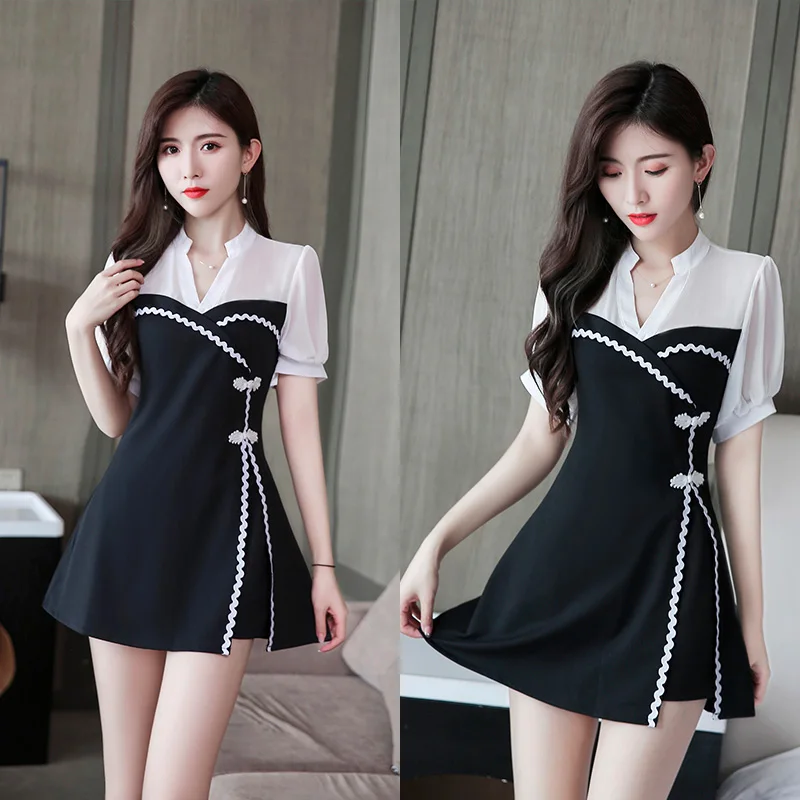 Trajes de estilo chino cheongsam retro simple técnico de masaje de dos piezas pedicura conjuntos de cuidado de la salud femenino