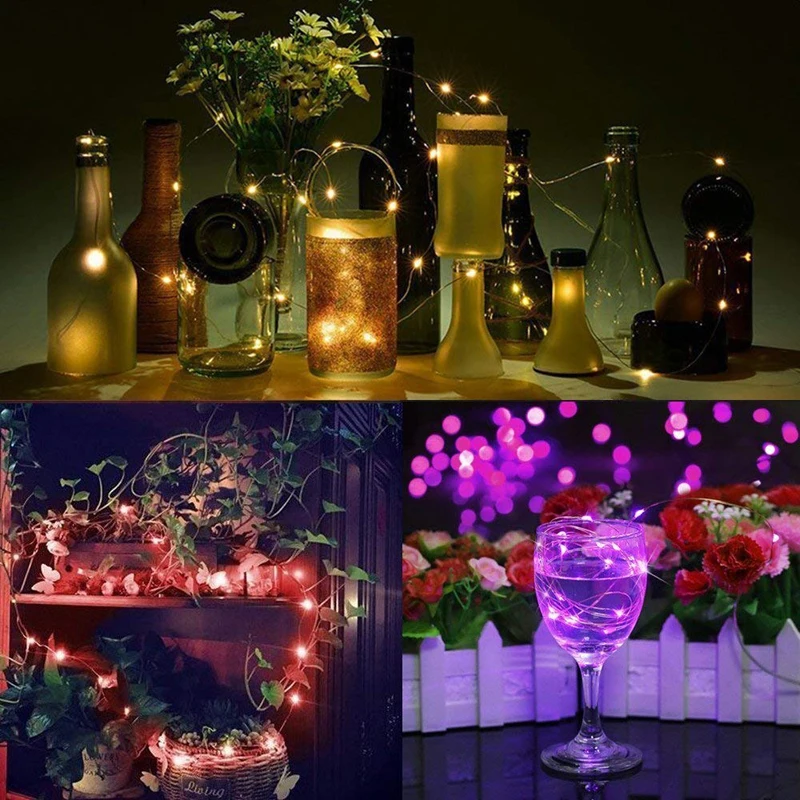 10 pçs/lote 1m/2m/3m/5m fio de cobre led string luzes de fadas guirlanda luz para festa de casamento de natal diy bolo decoração do feriado