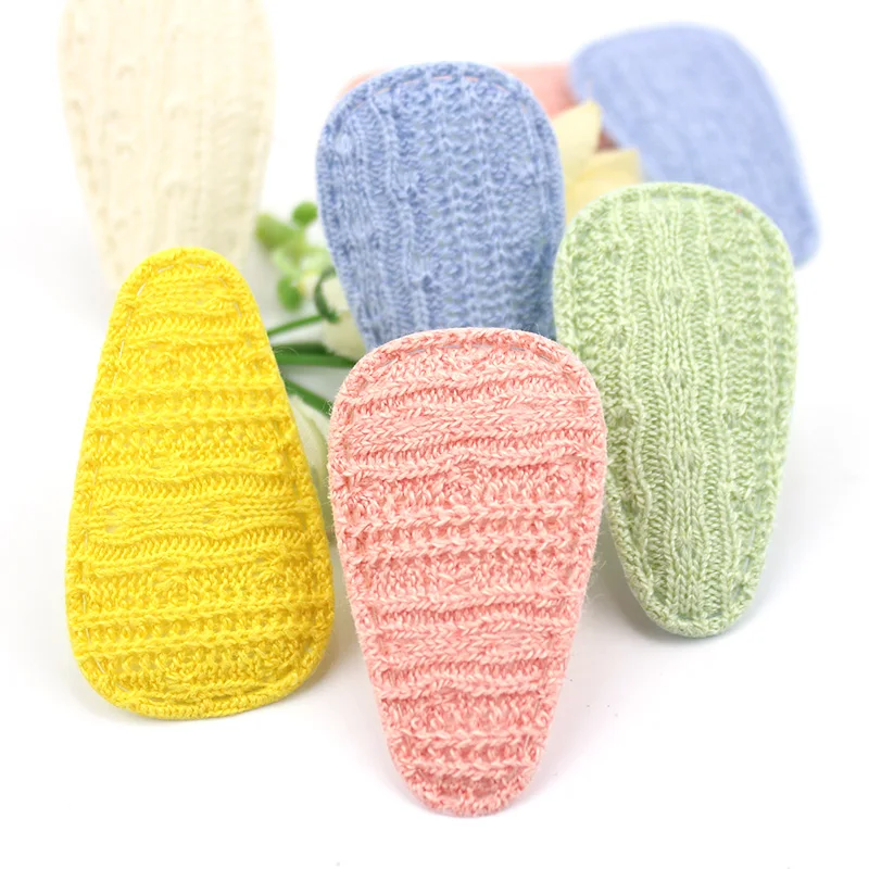 

40Pcs 2.8*5cm Knitted Woolen BB Clip Padded Appliques For Headwear Hairpin Decor Crafts DIY Clothing Ornament Accessories