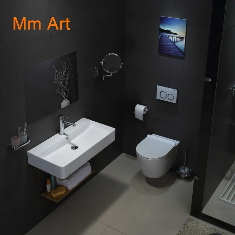 New arrival white bathroom ceramic rectangular wall hung basin with CE RoHS Bathroom sink