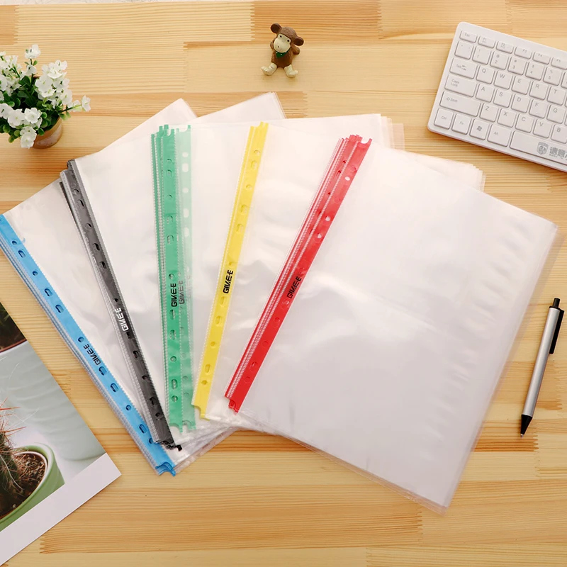 Color Edge A4 Binder Sleeves HD Transparent 2 / 4 / 3 Ring Binder Folder Bag A4 Paper Document Organizer Sheet Protector