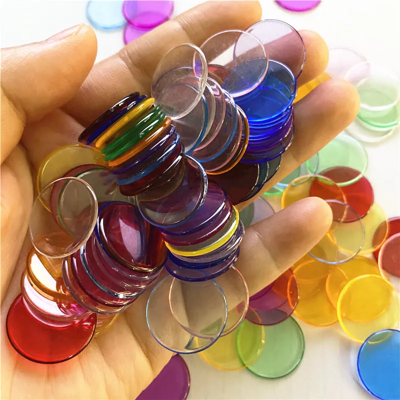 100pcs 19mm Transparent Chips Plastic Counting Supplies Counters For Maths Board Game Token