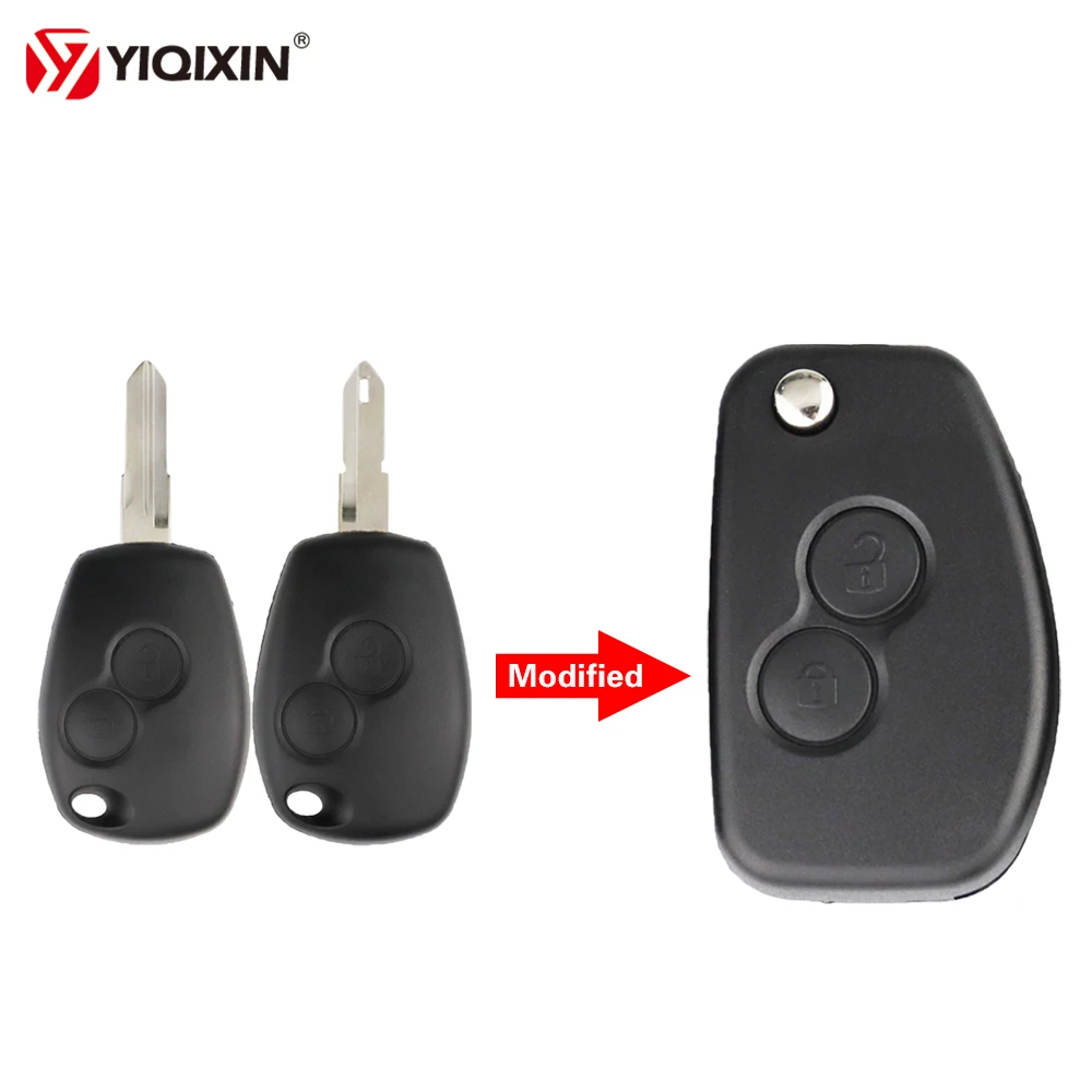 

YIQIXIN VAC102 Ne72 Modified Key Shell For Renault Dacia Modus Duster Clio Espace Flip Folding Remote Car 2 Buttons Uncut Case