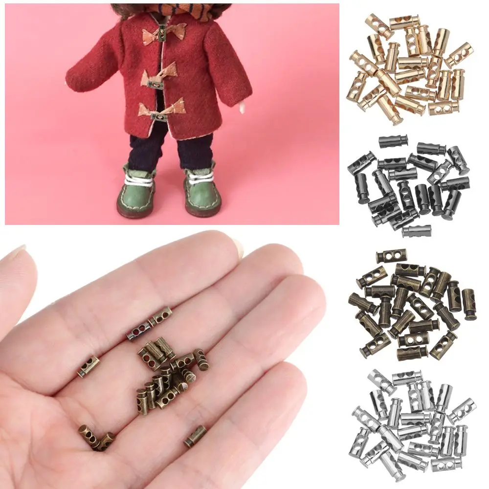 20 Pcs 7mm Handmade Mini Drawstring Buckle DIY Making 1/6 Dolls Sewing Clothes Buckles Ultra-small Metal Button Coat Accessories