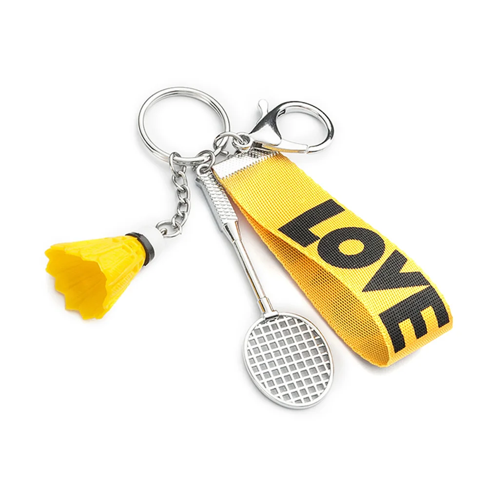 Unique Keychain Mini Battledore Love Webbing Pendant Keyring Holder Keychain Hanging Bag Decor Badminton Decor Backpack Keychain