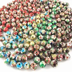 Espaciador de cuentas de esmalte Cloisonne, accesorios de Metal para fabricación de joyas DIY, pulsera y collar (mezcla de 8mm), 20 Uds.