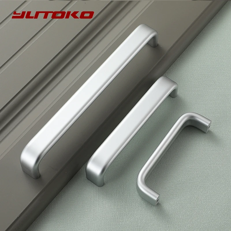 

YUTOKO Aluminum Alloy Cabinet Handles Silver 96MM-320MM Kitchen Door Straight Handle Pulls Knobs Furniture Hardware Drawer Pulls